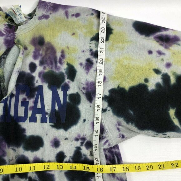 Vintage Champion Michigan Sweatshirt Large Reverse Weave Tie Dye V Neck Purple - Picture 3 of 6